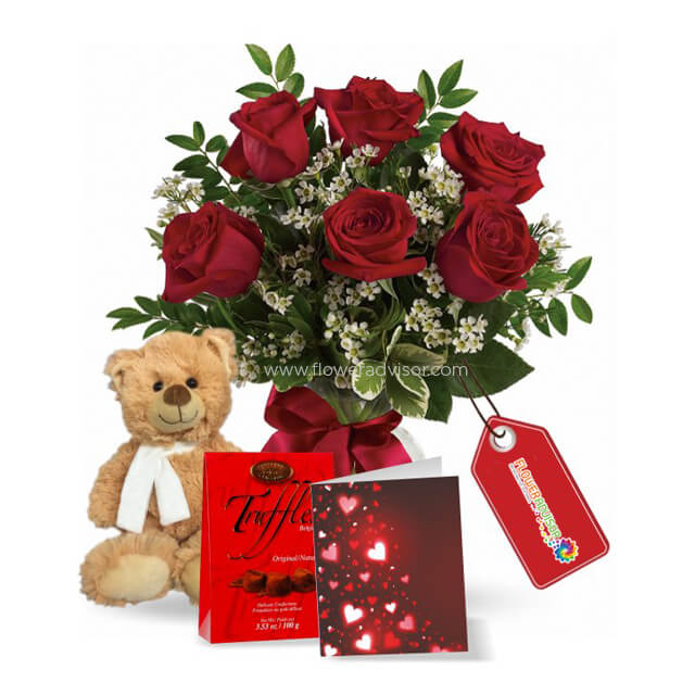 Half Dozen Sweetheart Rose Combo