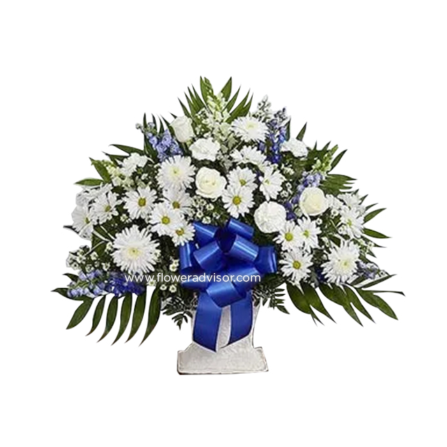Blue & White Sympathy Floor Basket