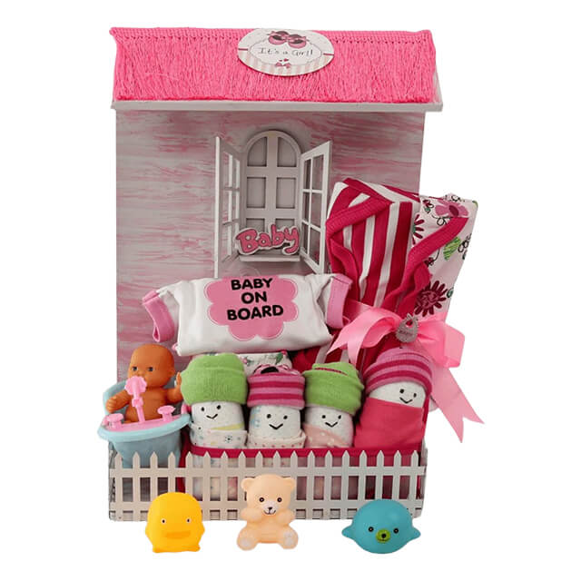 Newborn Baby Girl Picket Fence House Hamper