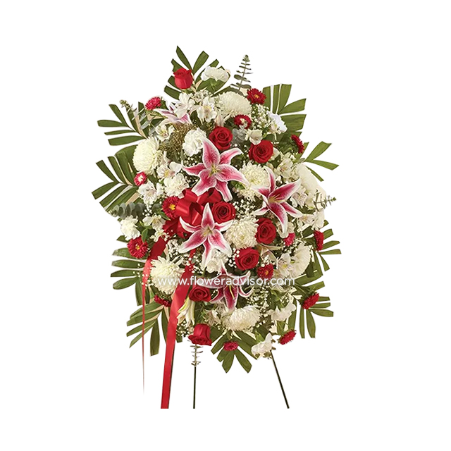 Red Mixed Sympathy Standing Spray