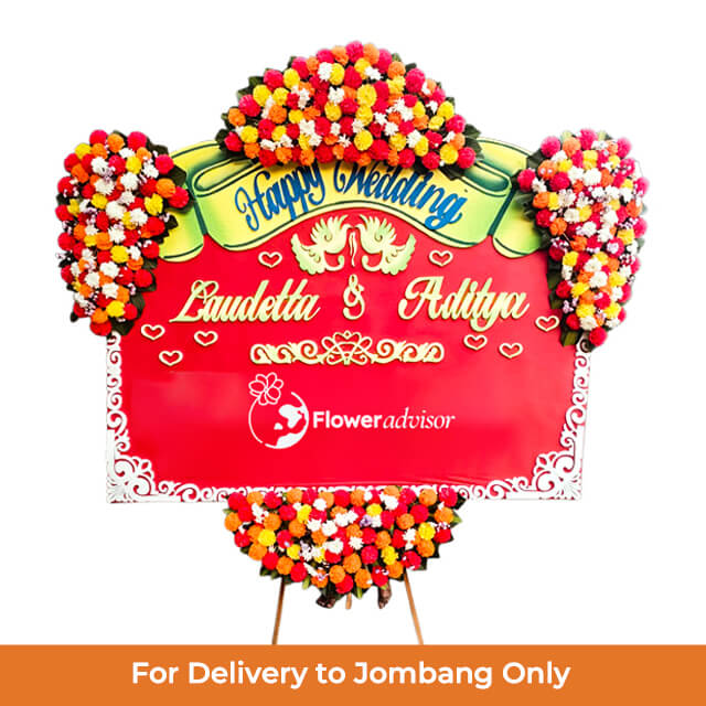 Papan Bunga Wedding Merah Ceria