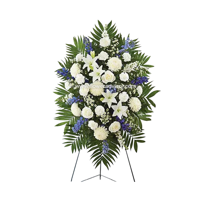 Blue & White Sympathy Standing Spray