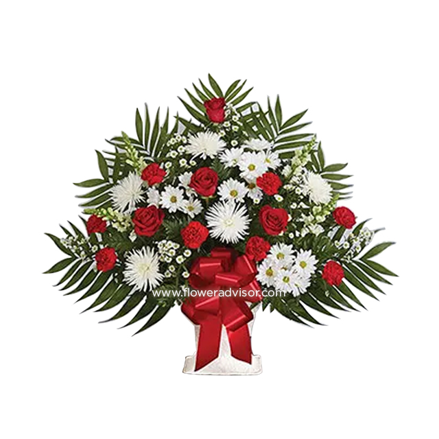 Red & White Sympathy Floor Basket