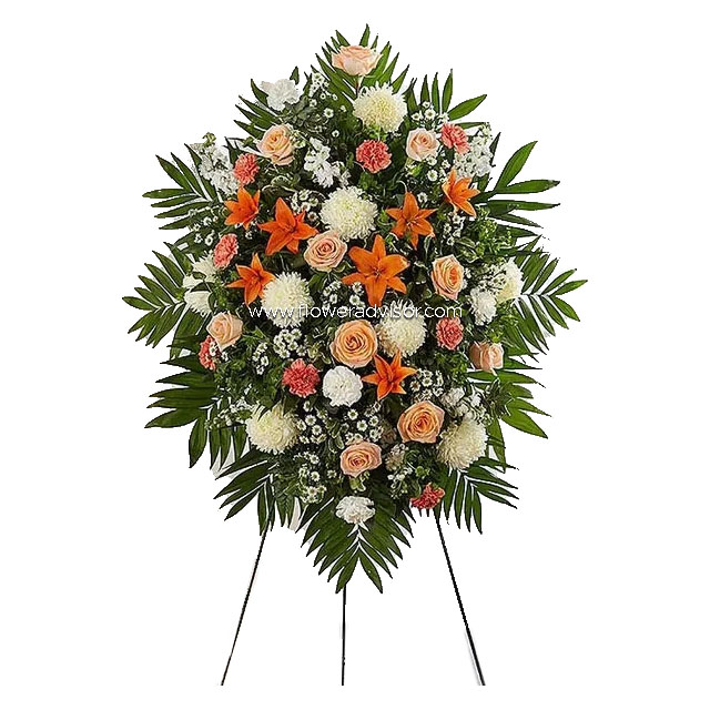 Peach, Orange & White Sympathy Standing Spray